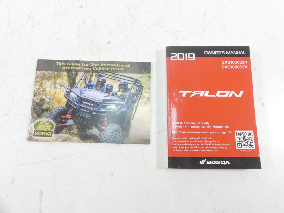 2019 Honda Talon SXS1000 S2R Owner Manual 00X31-HL6-6000 {{ shop.shopifyCountryName }} - Mototech271
