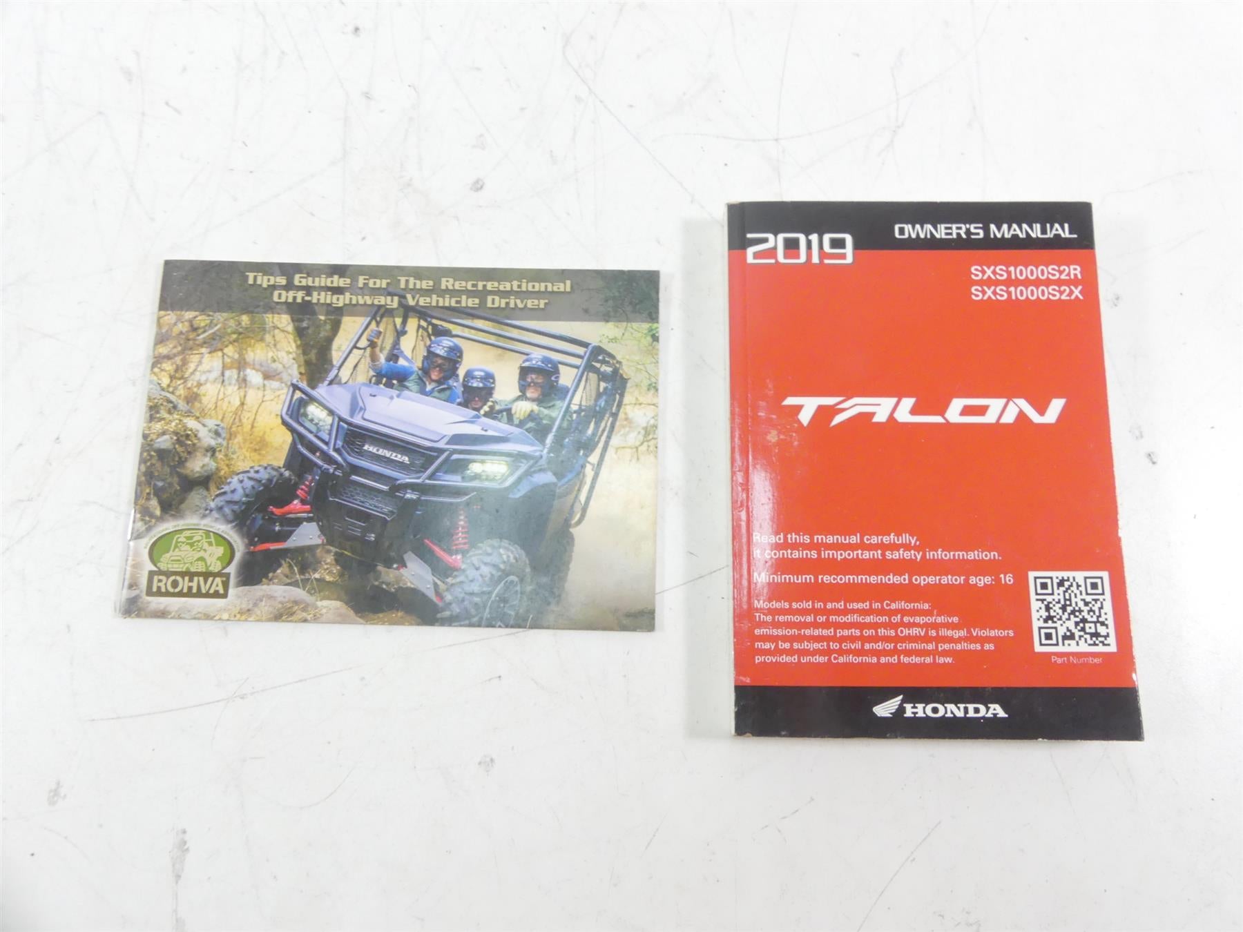 2019 Honda Talon SXS1000 S2R Owner Manual 00X31-HL6-6000 {{ shop.shopifyCountryName }} - Mototech271