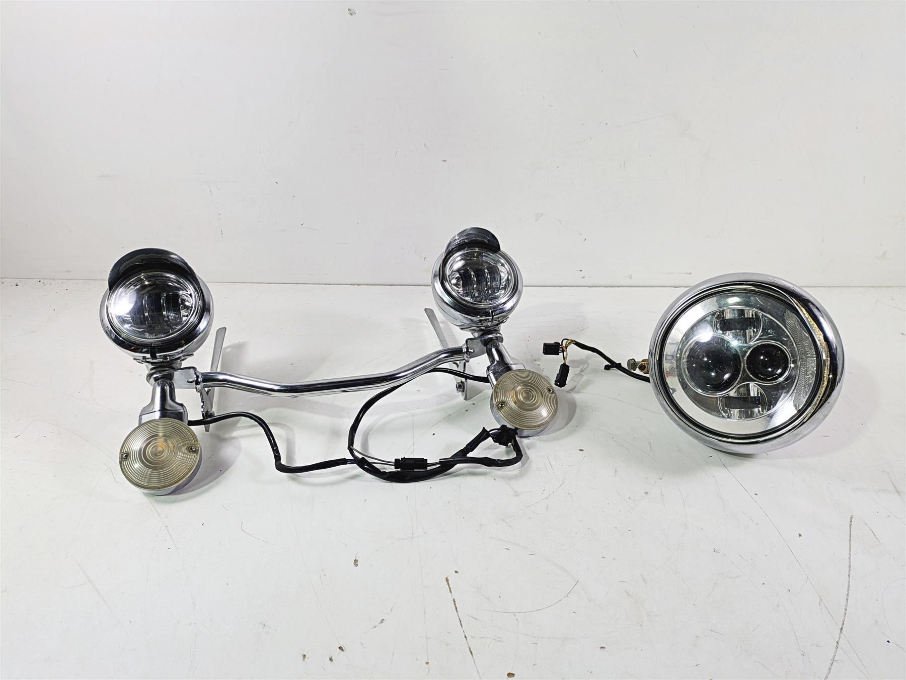 2008 Harley FLSTC 105TH Softail Heritage Led Headlight Spot Light Set 69748-05B {{ shop.shopifyCountryName }} - Mototech271