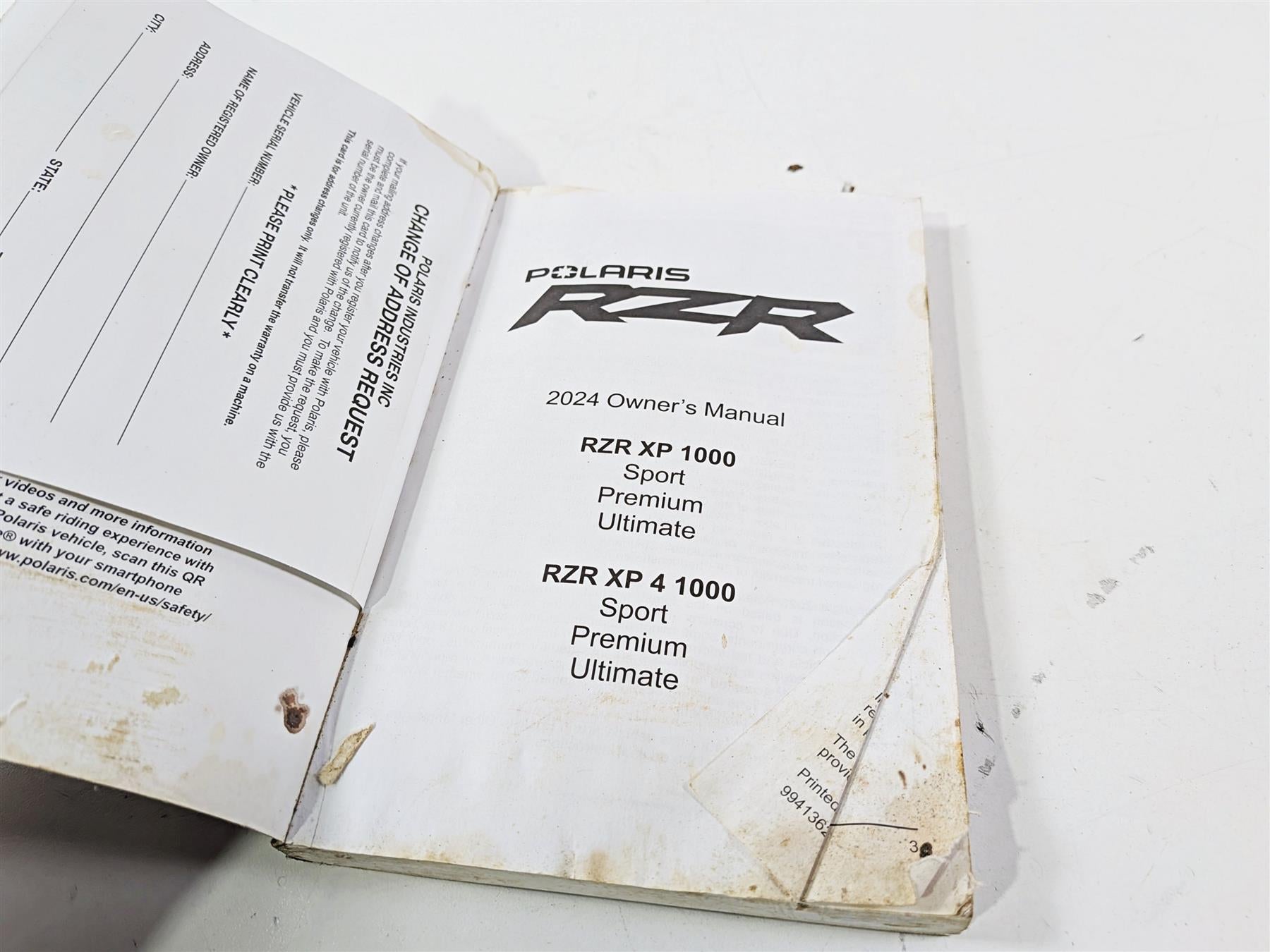 2024 Polaris RZR XP 1000 Sport Owners Manual Book Guide 9941362 {{ shop.shopifyCountryName }} - Mototech271
