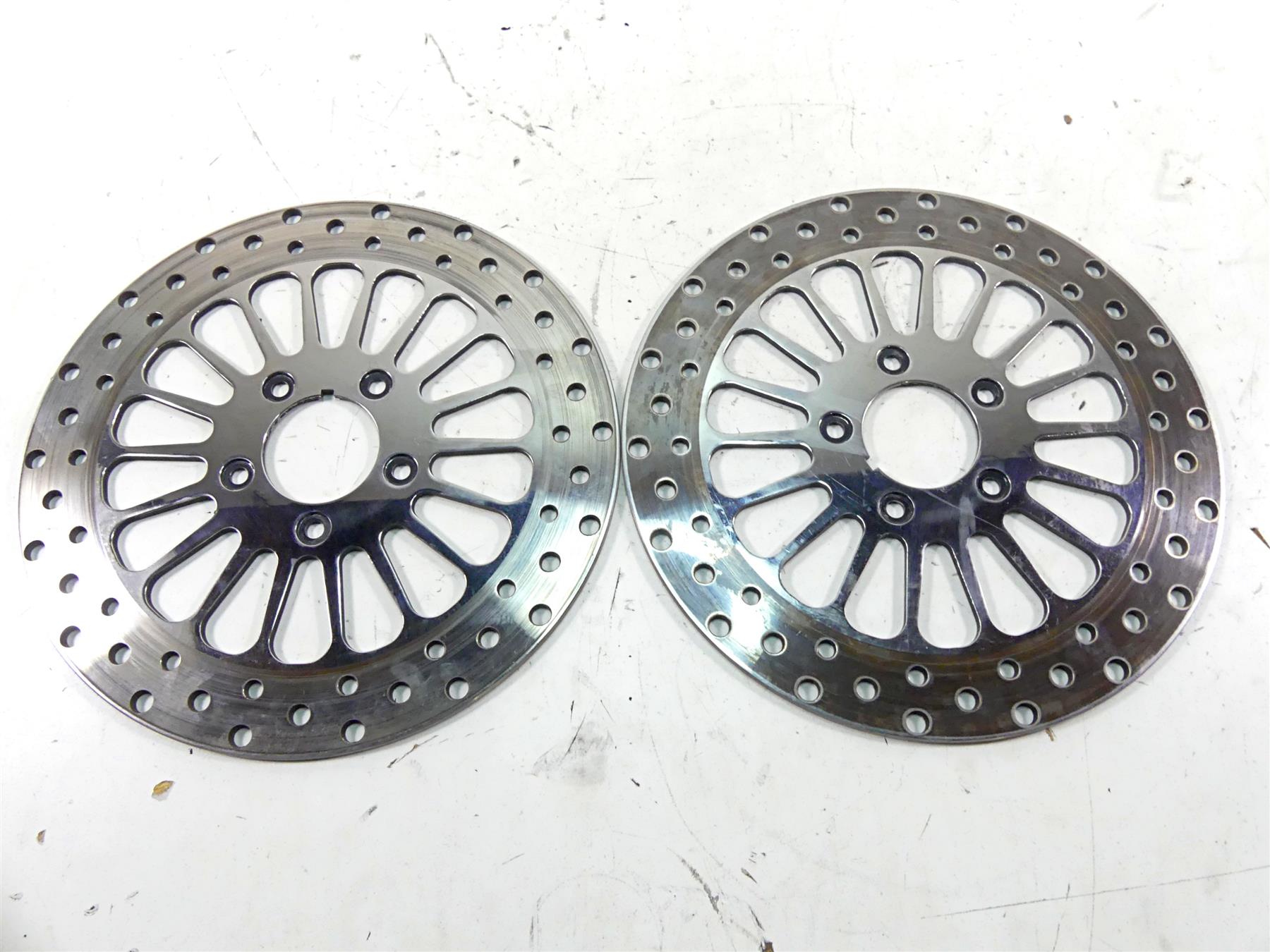 2002 Harley Touring FLHTC Electra Glide Front Chrome Brake Rotor Disc Set