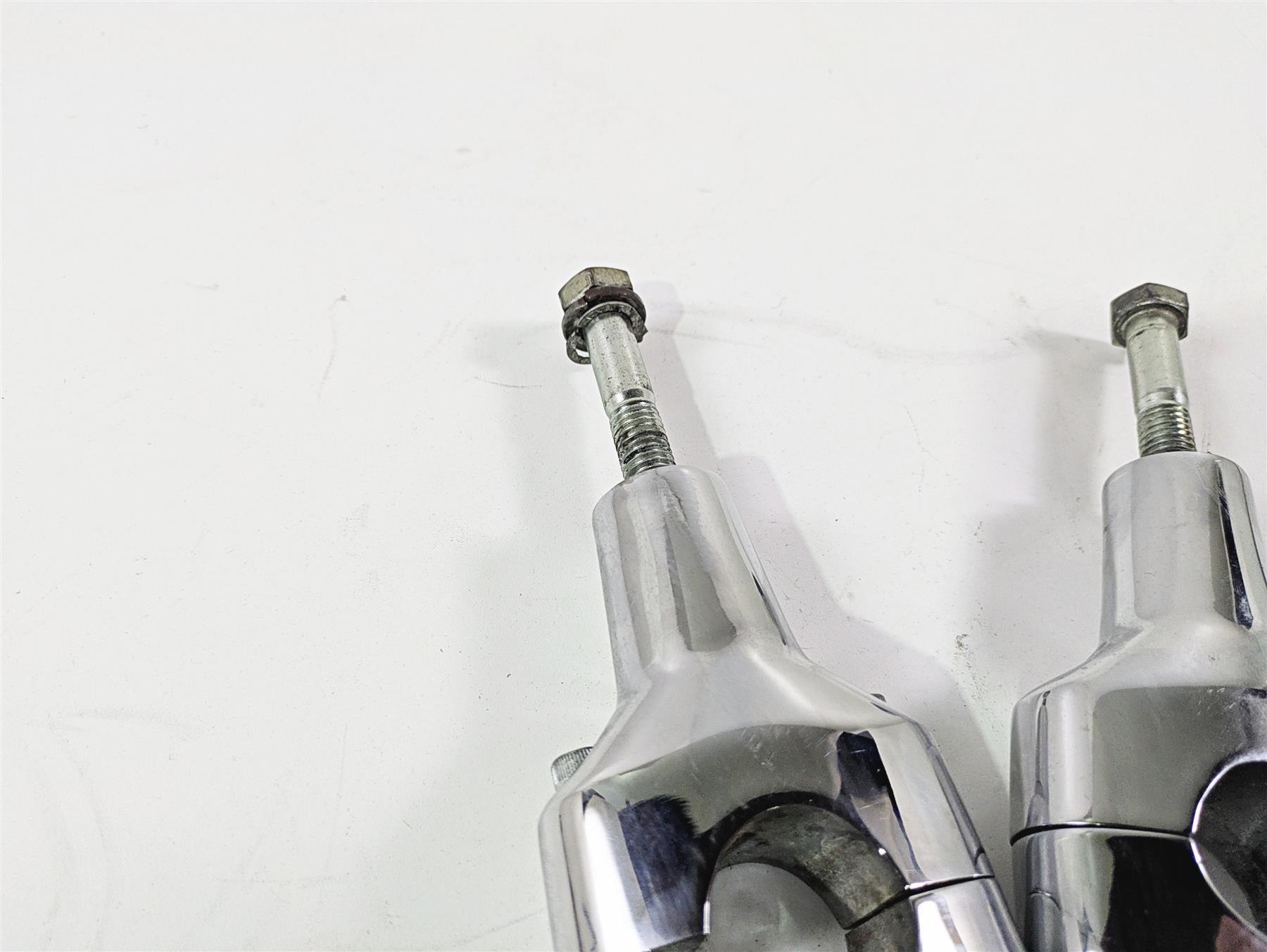 2008 Harley FXCWC Softail Rocker Oem Chrome Fat Bar 3.6" Riser Set 56916-07 {{ shop.shopifyCountryName }} - Mototech271