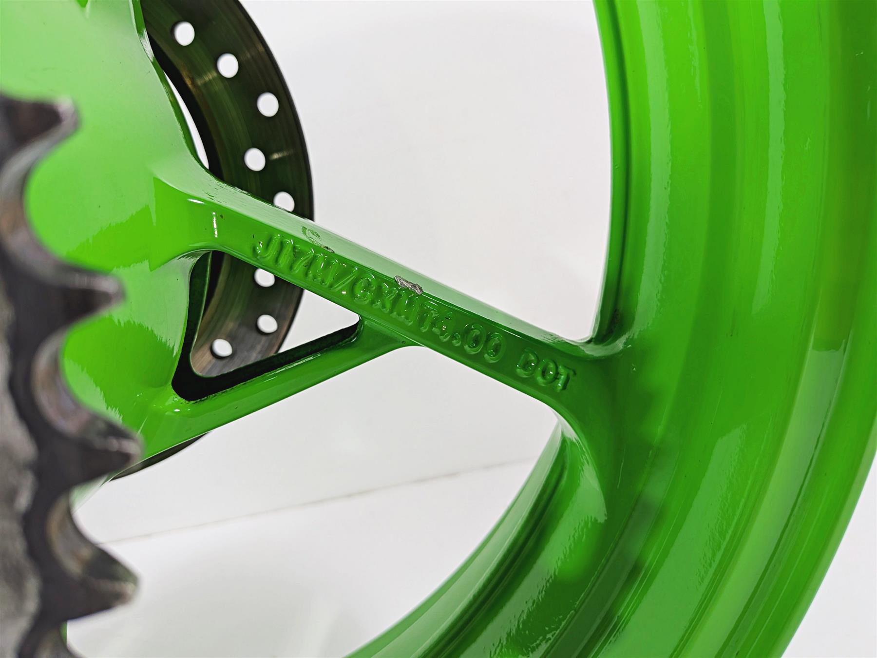 2024 Kawasaki EX500 Ninja 40th An. Strght Green Rear Wheel Rim 17x4 41073-0753 {{ shop.shopifyCountryName }} - Mototech271
