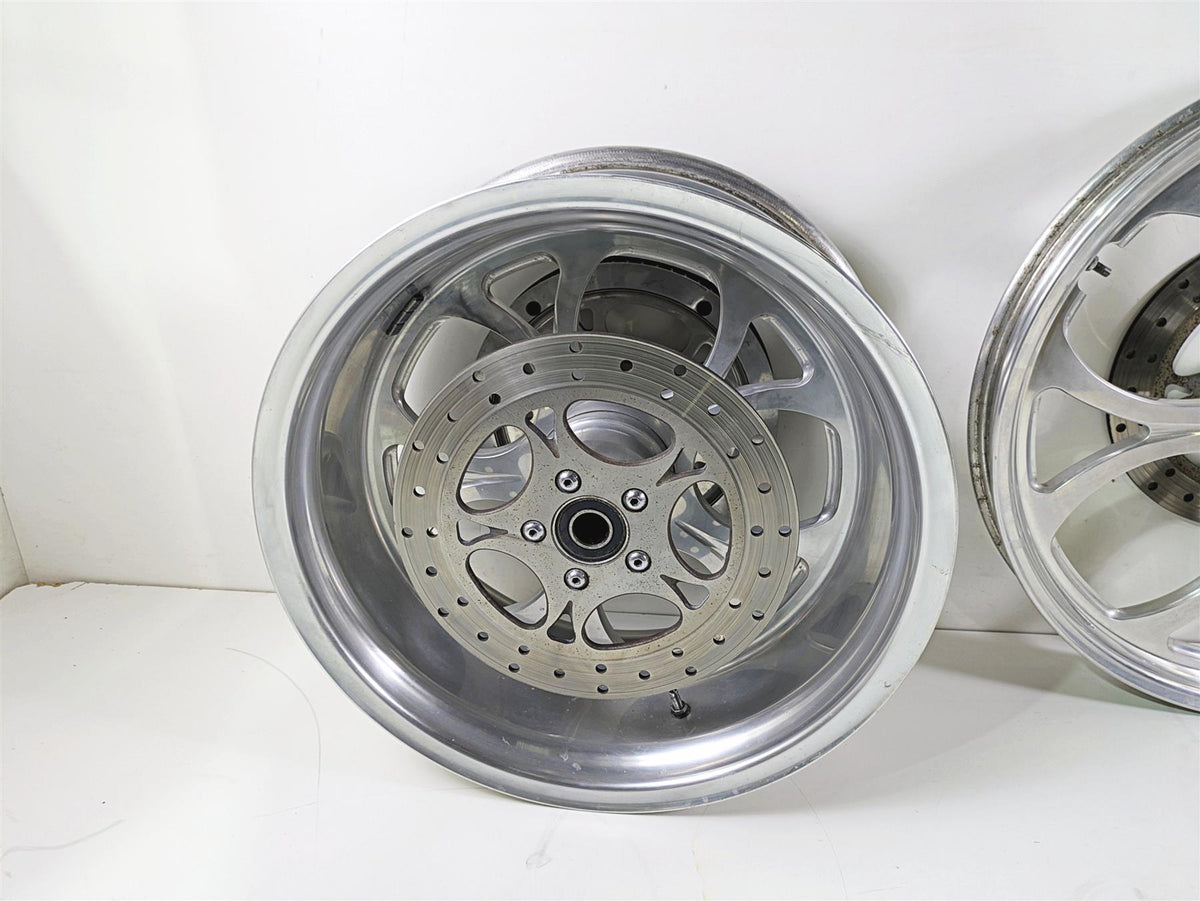 2002 Big Dog Pitbull Front 22" Rear 18" Aluminum Wheel Rim & Belt Pulley Set {{ shop.shopifyCountryName }} - Mototech271
