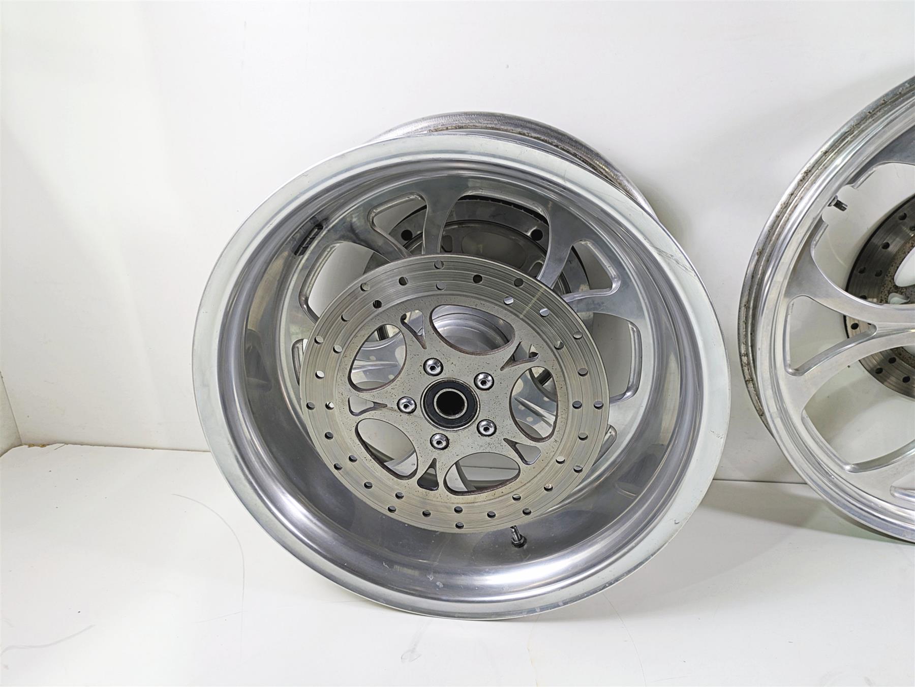 2002 Big Dog Pitbull Front 22" Rear 18" Aluminum Wheel Rim & Belt Pulley Set {{ shop.shopifyCountryName }} - Mototech271