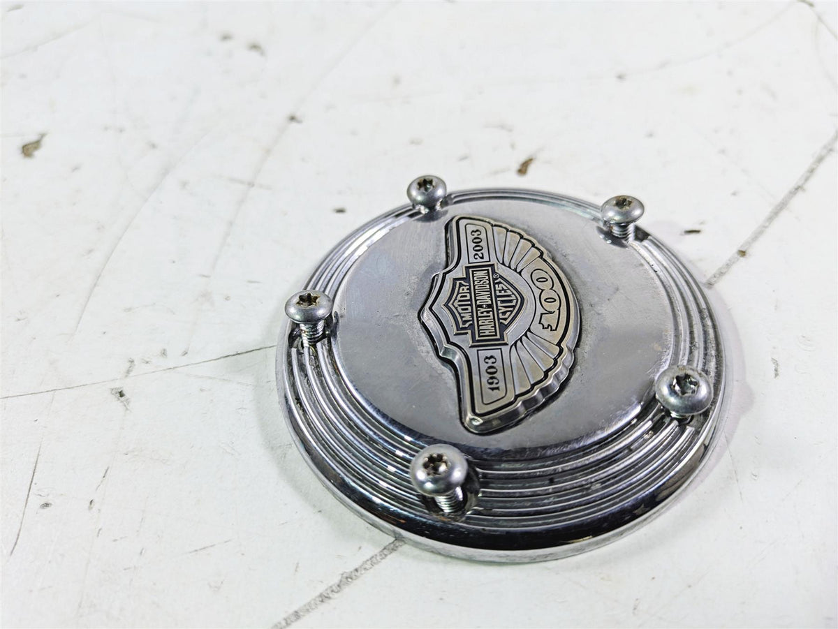 2003 Harley Touring FLHTCUI E-Glide 100th Chrome Cam Camshaft Cover 32536-03 {{ shop.shopifyCountryName }} - Mototech271