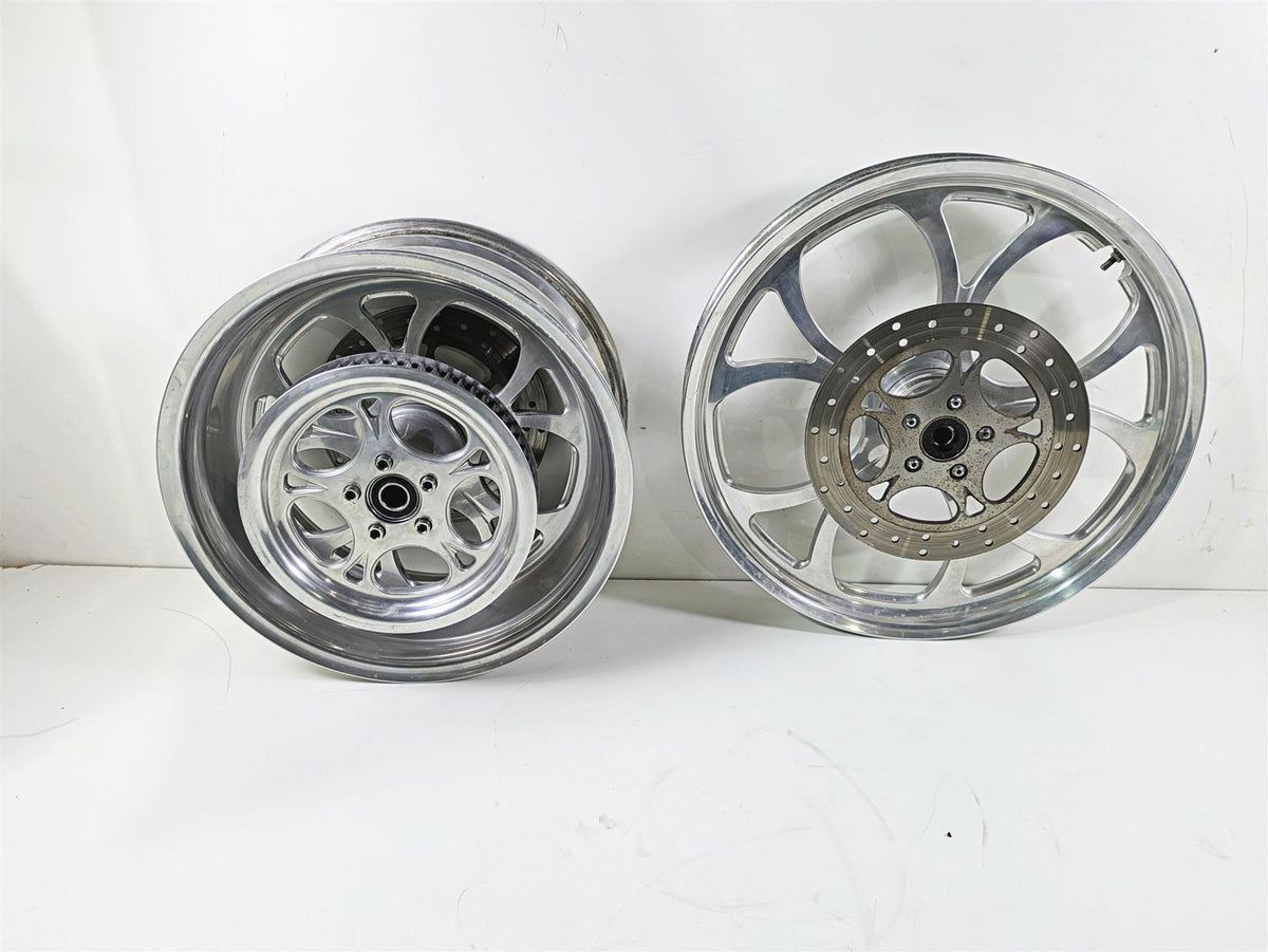 2002 Big Dog Pitbull Front 22" Rear 18" Aluminum Wheel Rim & Belt Pulley Set {{ shop.shopifyCountryName }} - Mototech271