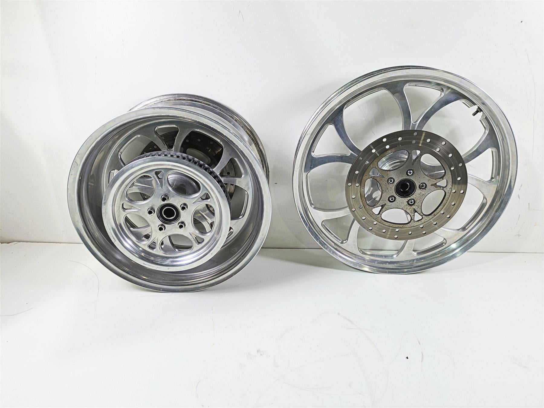 2002 Big Dog Pitbull Front 22" Rear 18" Aluminum Wheel Rim & Belt Pulley Set {{ shop.shopifyCountryName }} - Mototech271