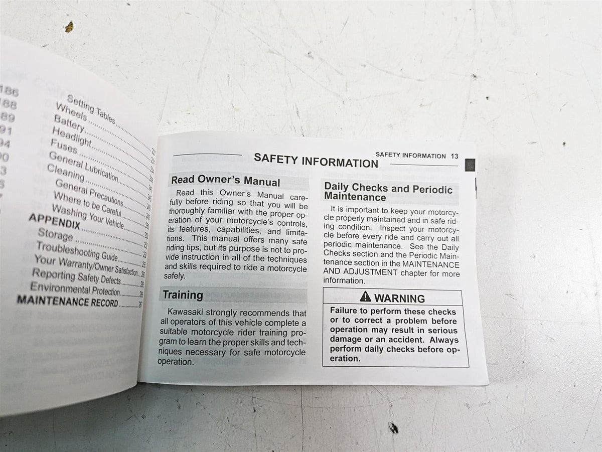 2018 Kawasaki ZX1002 Ninja H2 SX Owners Manual Booklet ZX1002AJ/BJ 99987-0050 {{ shop.shopifyCountryName }} - Mototech271