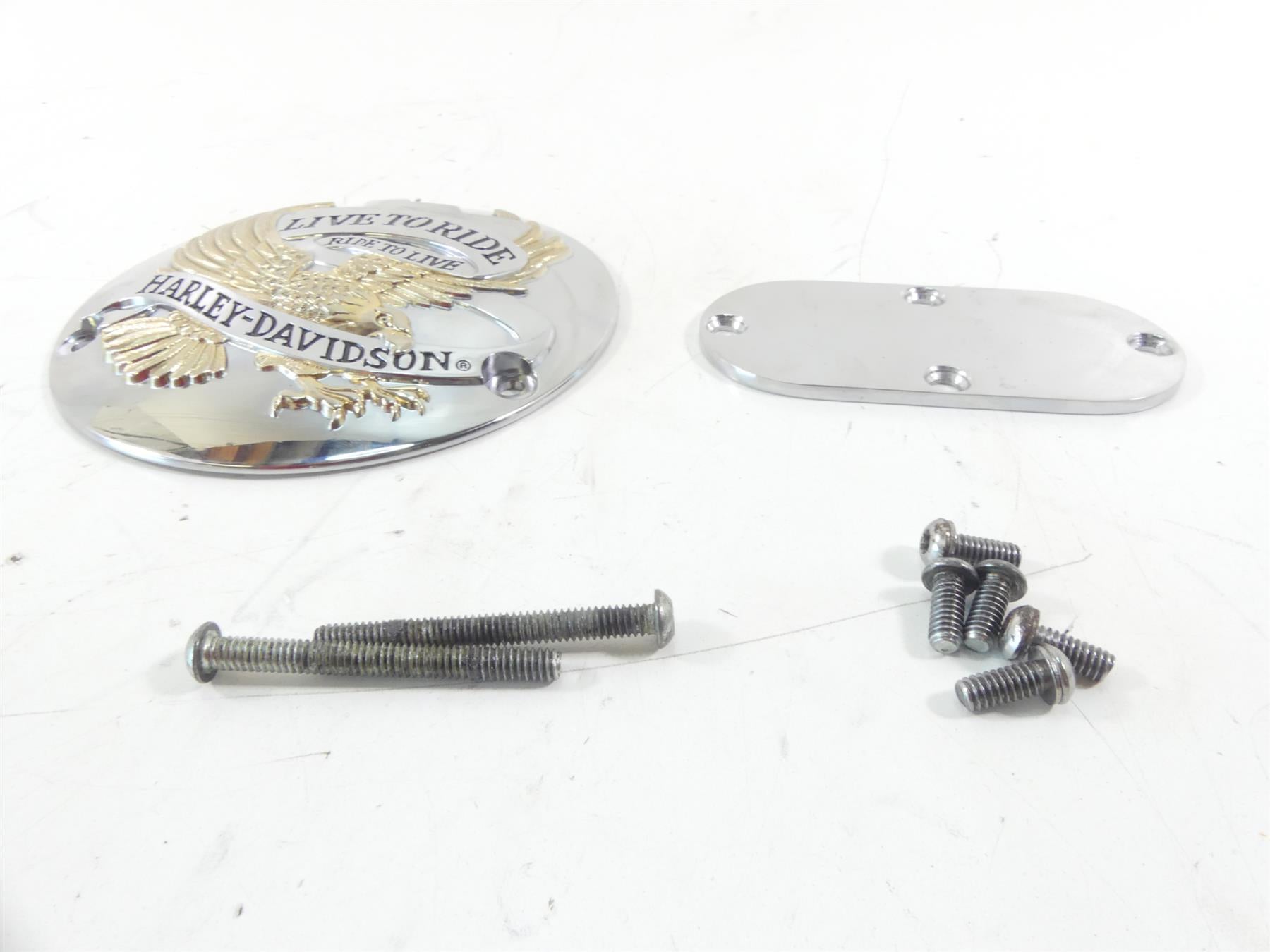 1997 Harley Dyna FXDS Super Glide Conv Outer Primary Cover Emblem Set 25414-70B {{ shop.shopifyCountryName }} - Mototech271