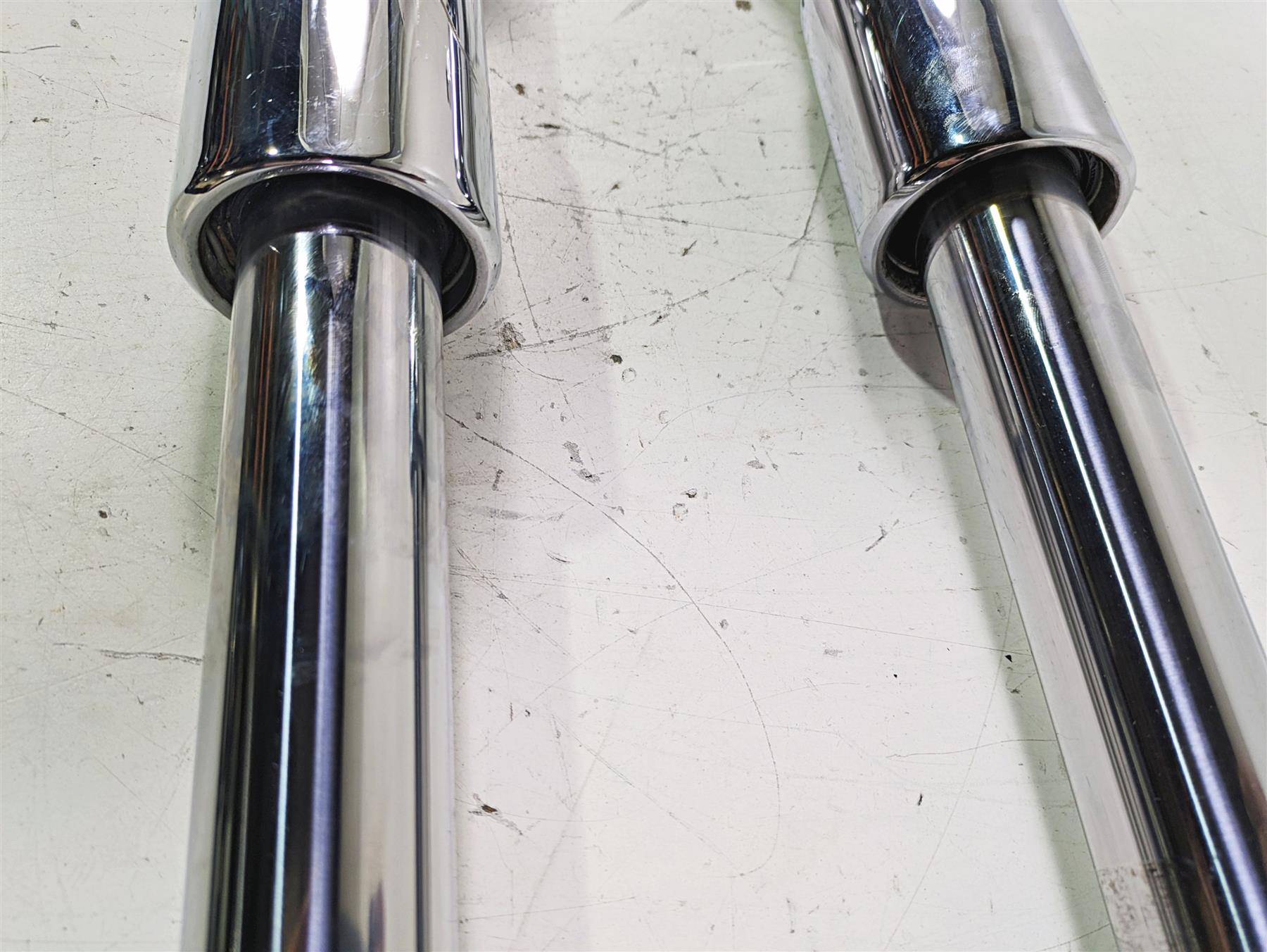 2005 Harley Softail FLSTFSE CVO Fat Boy Straight Chrome Front Fork Set 46310-05 {{ shop.shopifyCountryName }} - Mototech271