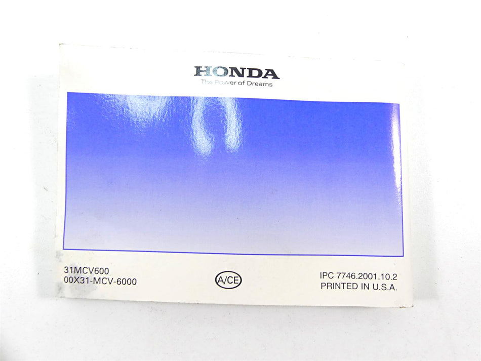 2002 Honda VTX1800 R Oem Owners Manuel Book 00X31-MCV-6000 31MCV600 {{ shop.shopifyCountryName }} - Mototech271