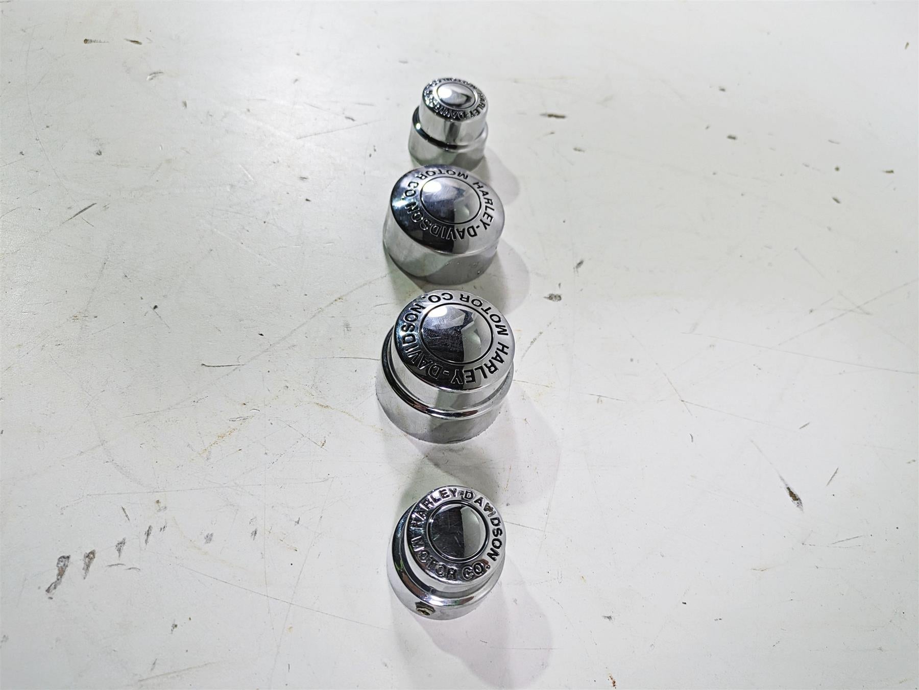 2003 Harley Dyna FXDL Low Rider 100TH Front Rear Chrome Axle Nut Cover Set {{ shop.shopifyCountryName }} - Mototech271