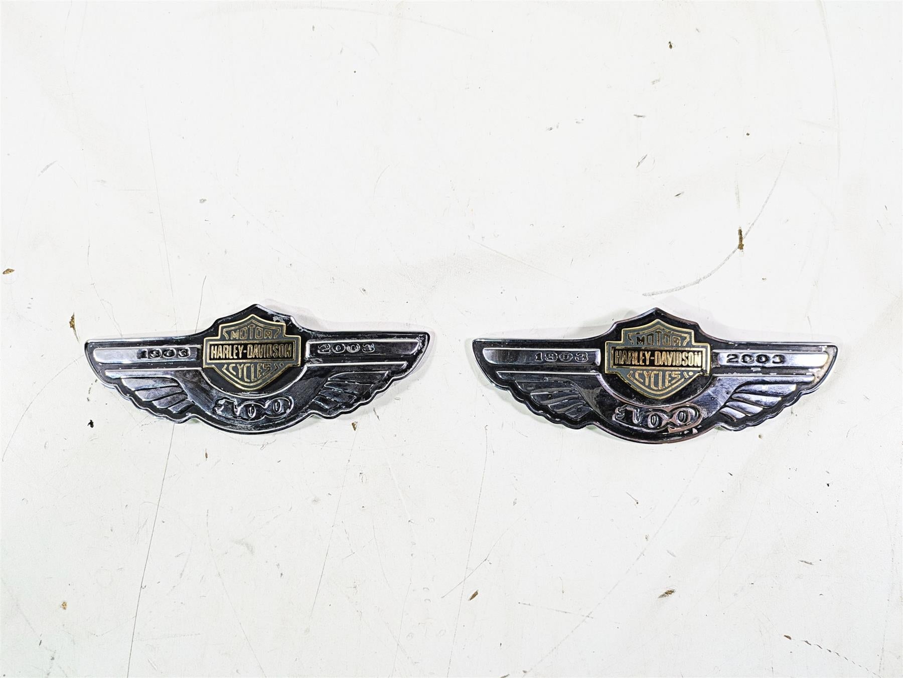 2003 Harley Softail FXSTDI Deuce 100th Fuel Tank Emblem Set 62236-03 62237-03 {{ shop.shopifyCountryName }} - Mototech271