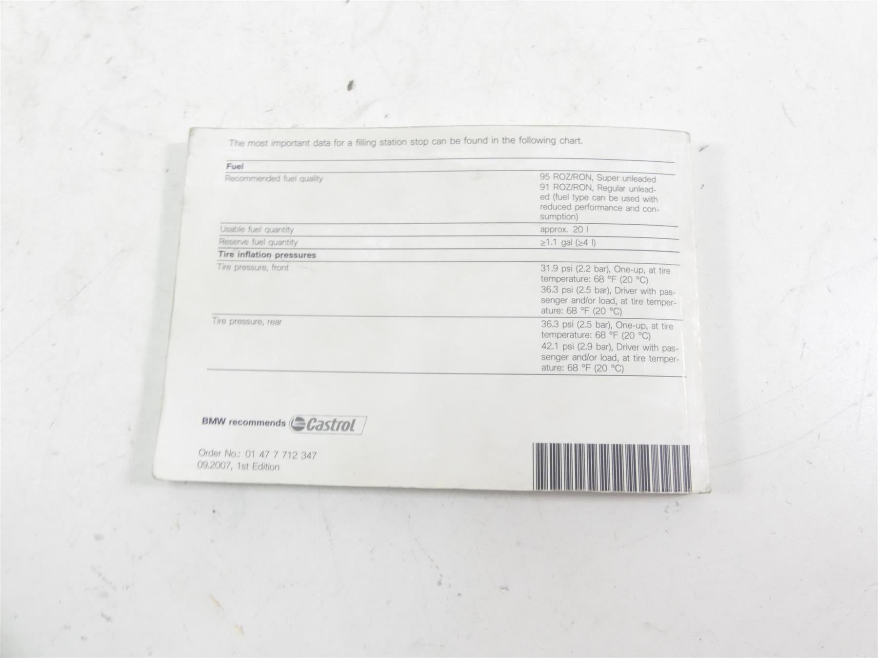 2008 BMW R1200GS K25 Owners Manual Service Book 01477712347 {{ shop.shopifyCountryName }} - Mototech271