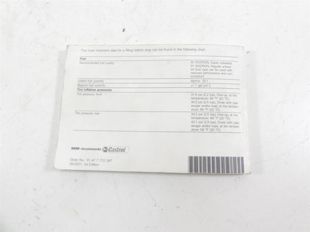 2008 BMW R1200GS K25 Owners Manual Service Book 01477712347 {{ shop.shopifyCountryName }} - Mototech271