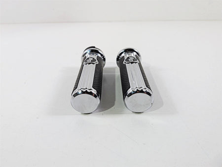 2017 Harley Touring FLHXS Street Glide Defiance Chrome Rubber Hand Grips 56100158 {{ shop.shopifyCountryName }} - Mototech271