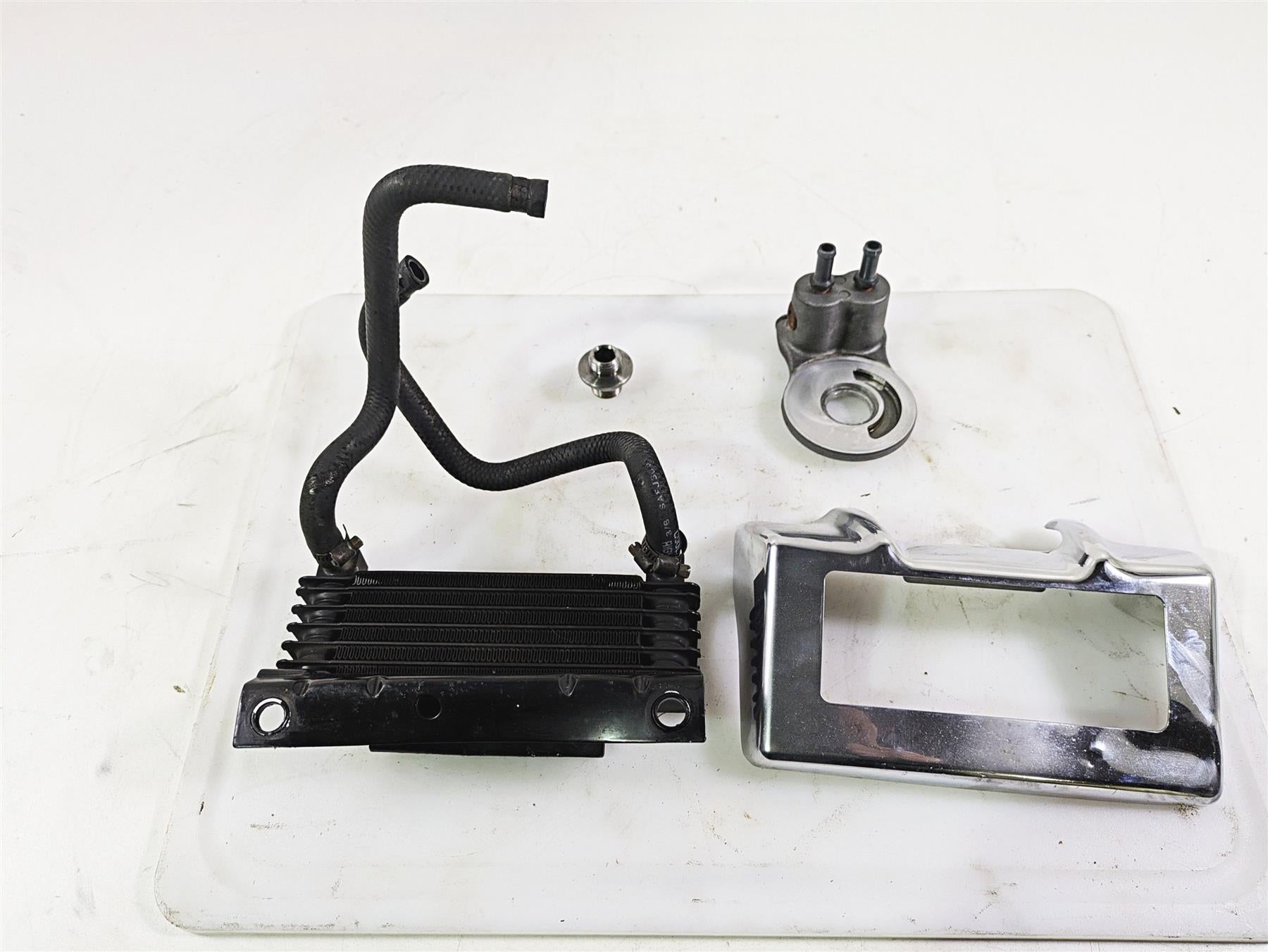 2011 Harley Touring FLHTCUSE CVO E-Glide Oil Cooler Flange Cover Lines 63083-11A {{ shop.shopifyCountryName }} - Mototech271