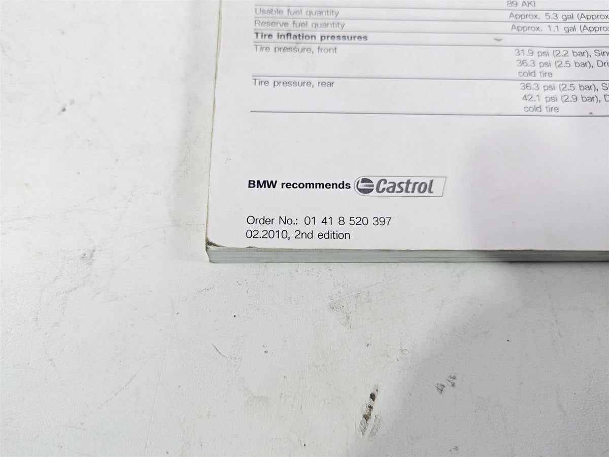 2010 BMW R1200GS K25 Owners Manual Booklet 01418520397 {{ shop.shopifyCountryName }} - Mototech271