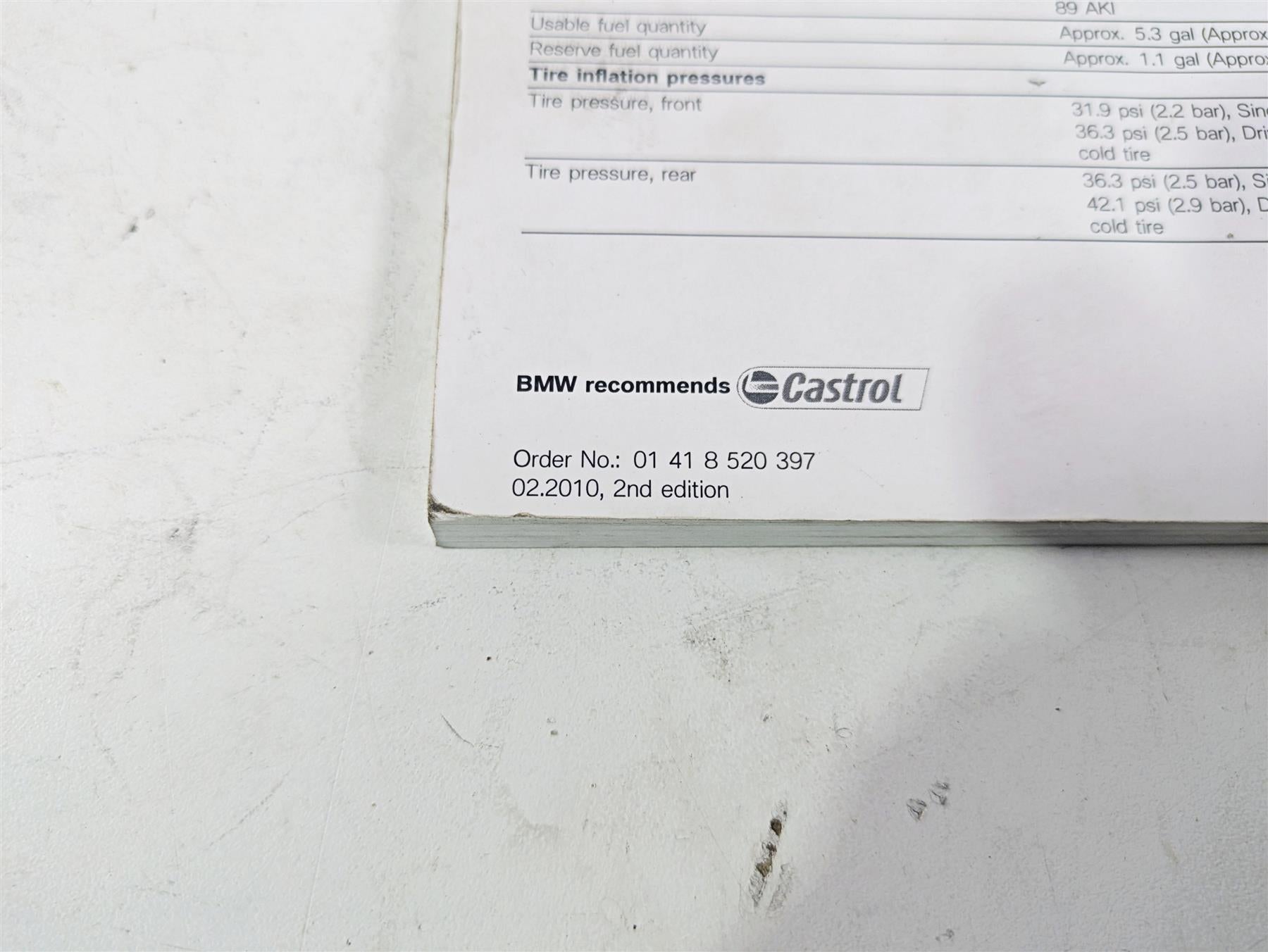 2010 BMW R1200GS K25 Owners Manual Booklet 01418520397 {{ shop.shopifyCountryName }} - Mototech271