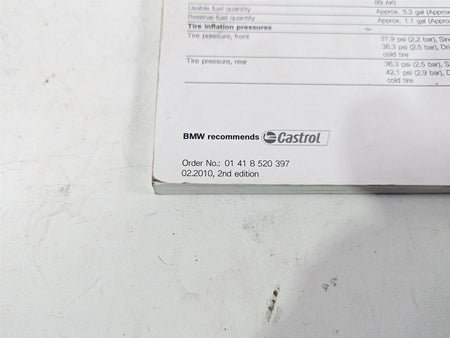 2010 BMW R1200GS K25 Owners Manual Booklet 01418520397 {{ shop.shopifyCountryName }} - Mototech271