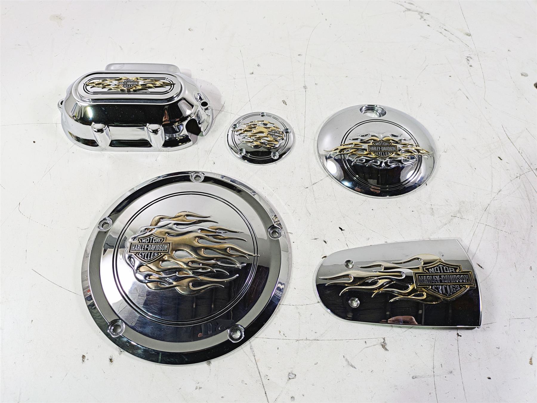 2015 Harley Touring FLHTKL E -Glide Low Gold Flames Chrome Cover Set 61319-09 {{ shop.shopifyCountryName }} - Mototech271