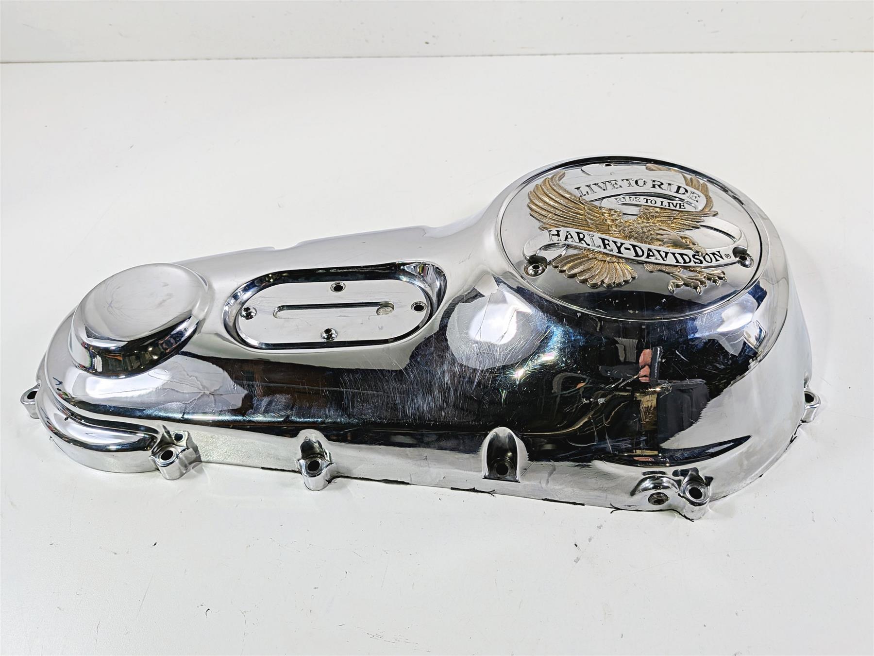 1996 Harley FLSTC Softail Heritage Chrome Outer Primary Clutch Cover 60506-95 {{ shop.shopifyCountryName }} - Mototech271