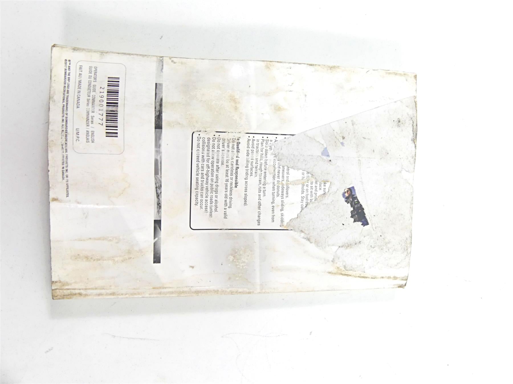 2018 Can Am Commander 1000R XT Owners Manual Booklet 219001777 {{ shop.shopifyCountryName }} - Mototech271