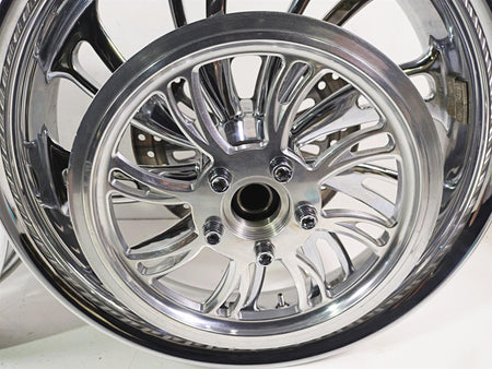 2007 Harley Touring Glide Twisted Vortex Style Chrome Front Rear Wheel Rim 21" & 18" {{ shop.shopifyCountryName }} - Mototech271