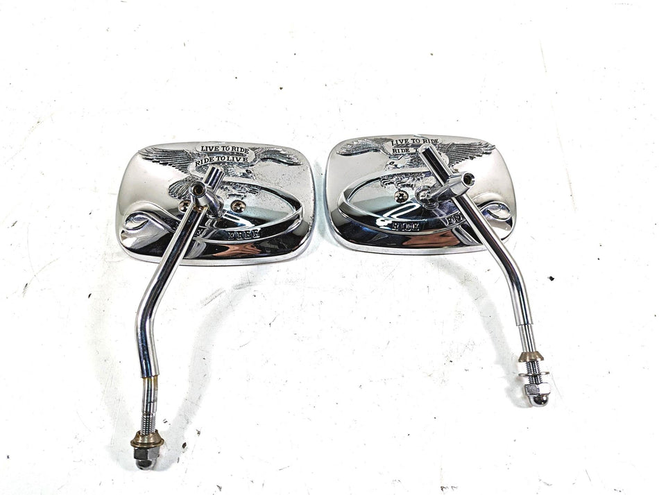 2006 Harley Softail FXSTSI Springer Live To Ride Chrome Mirror Set 91845-03B {{ shop.shopifyCountryName }} - Mototech271