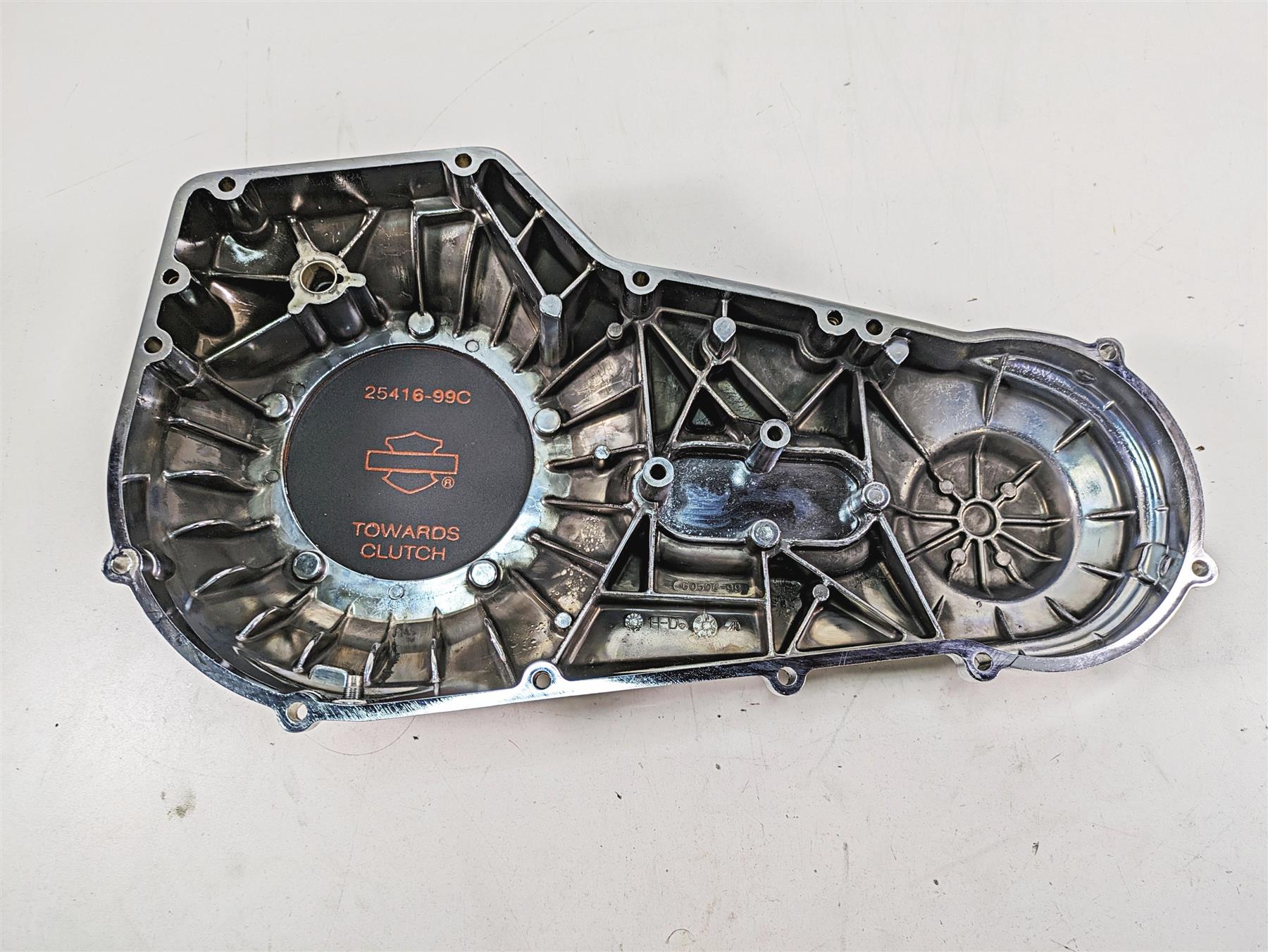 1999 Harley Dyna FXDL Low Rider Outer Primary Drive Chrome Clutch Cover 60506-99 {{ shop.shopifyCountryName }} - Mototech271