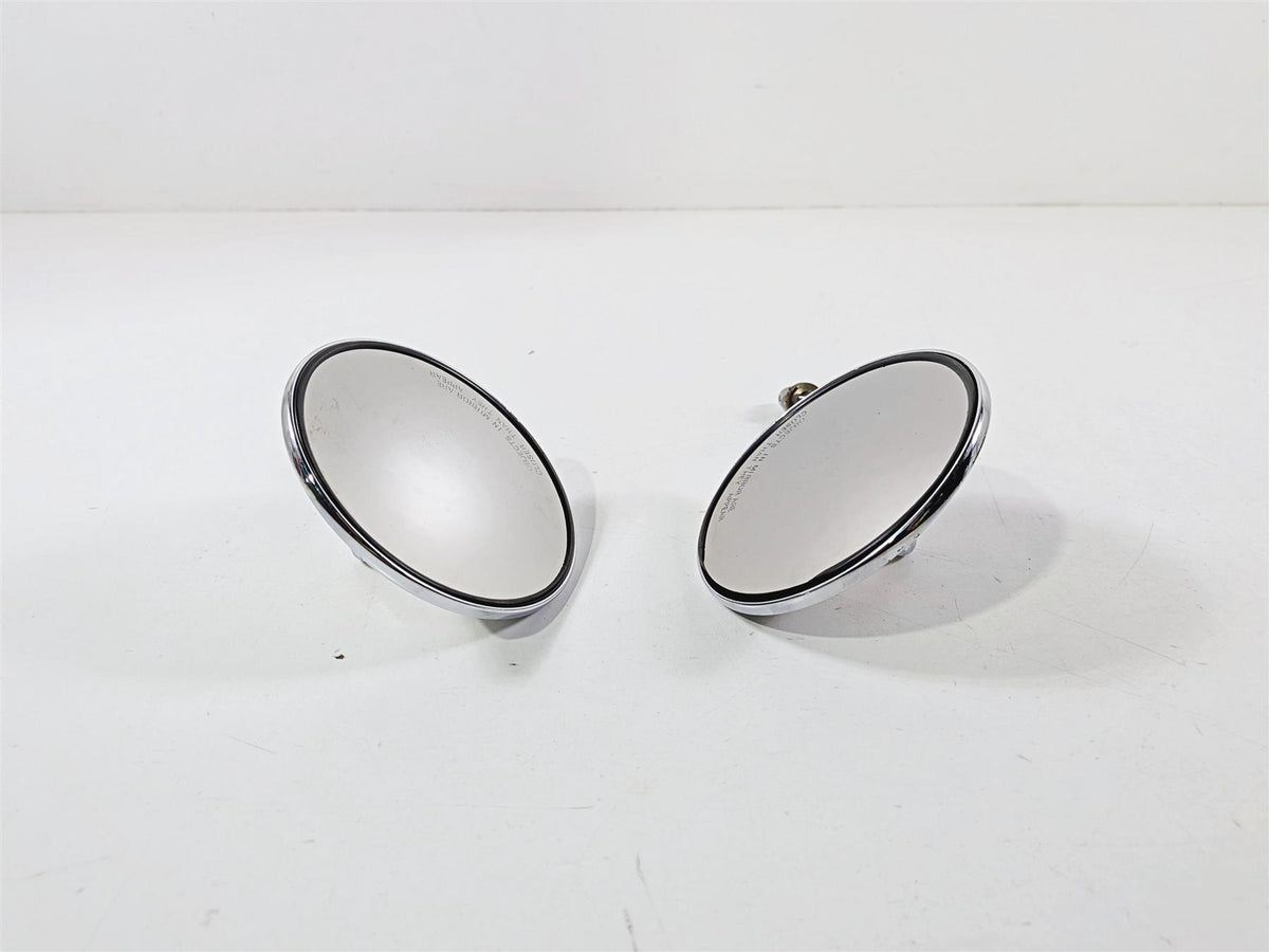 2005 Harley Softail FLSTFSE CVO Fat Boy Round Chrome Flame Mirrors Set-Mototech271
