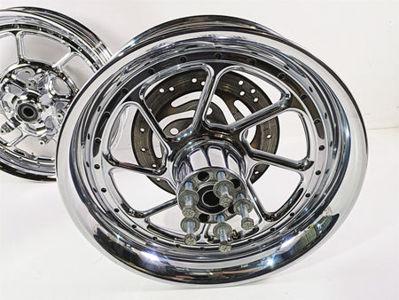 2007 Harley Touring FLHRSE CVO Road King Front Rear Chrome Wheel Set 44612-07 {{ shop.shopifyCountryName }} - Mototech271