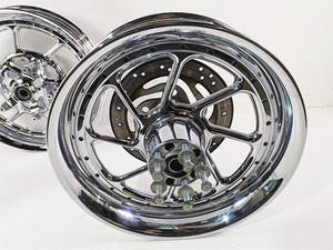 2007 Harley Touring FLHRSE CVO Road King Front Rear Chrome Wheel Set 44612-07
