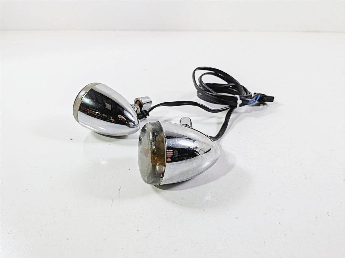 2005 Harley Softail FLSTFSE CVO Fat Boy Chrome Front Blinker Turn Signal Set 68614-03-Mototech271