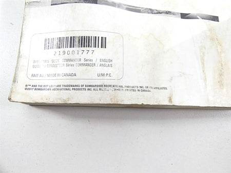 2018 Can Am Commander 1000R XT Owners Manual Booklet 219001777 {{ shop.shopifyCountryName }} - Mototech271