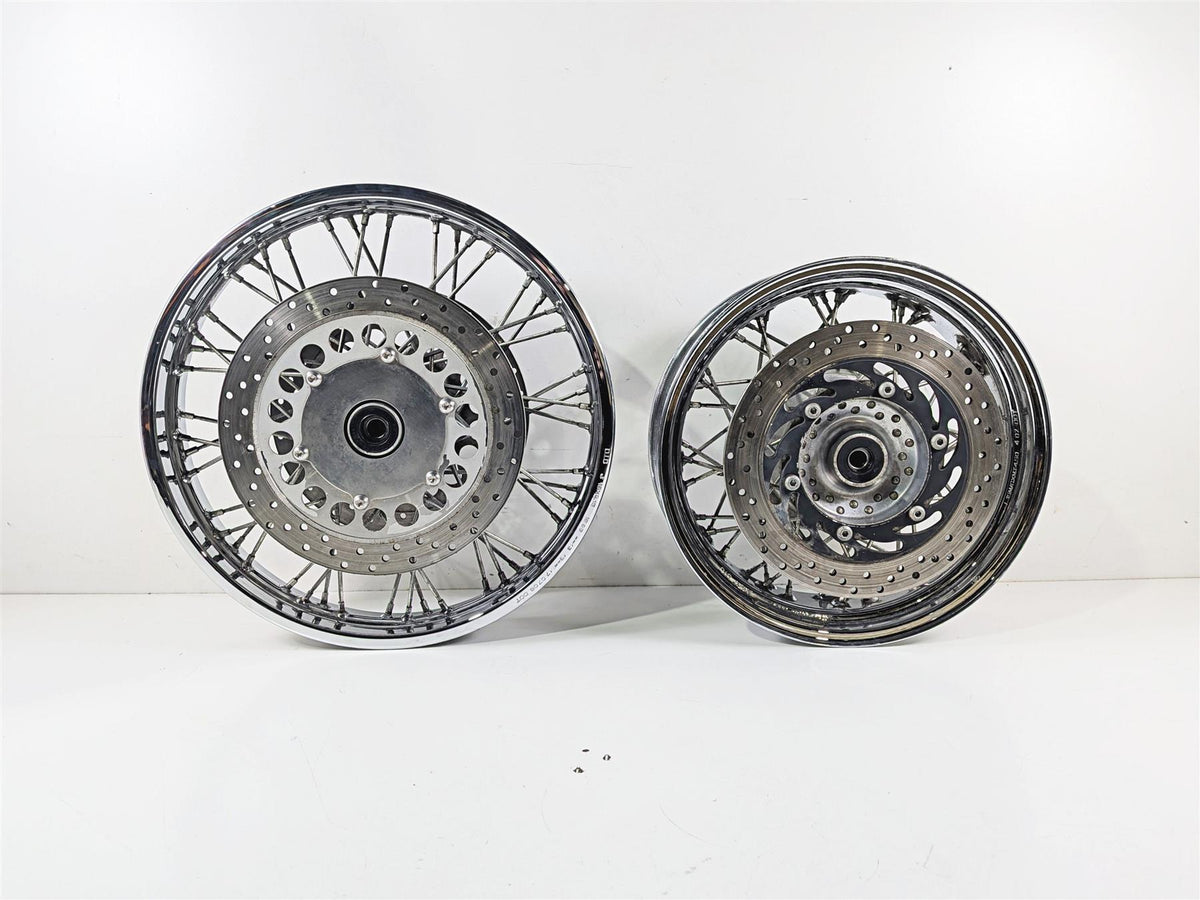2007 Yamaha XVS1100 V-Star Custom 18x2.15 15x4.5 Front Rear Spoke Wheel Rim Set 94421-18614 {{ shop.shopifyCountryName }} - Mototech271
