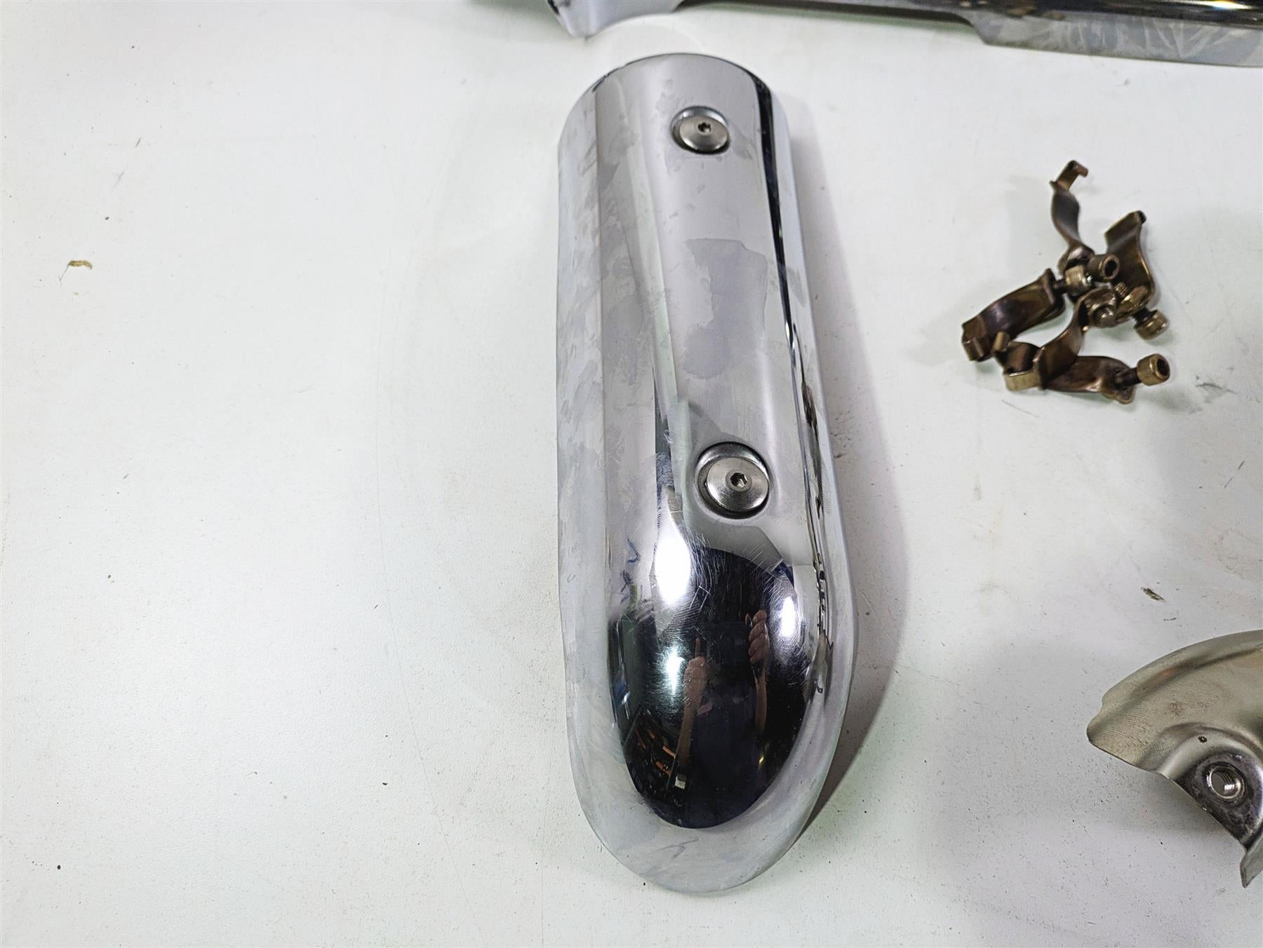 2006 Triumph Rocket 3 Exhaust Chrome Heat Shield Cover Set T2208512 {{ shop.shopifyCountryName }} - Mototech271