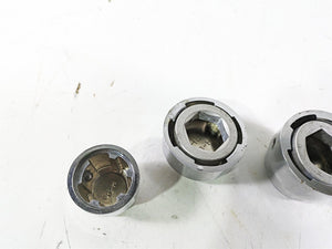 2003 Harley Dyna FXDL Low Rider 100TH Front Rear Chrome Axle Nut Cover Set | Mototech271