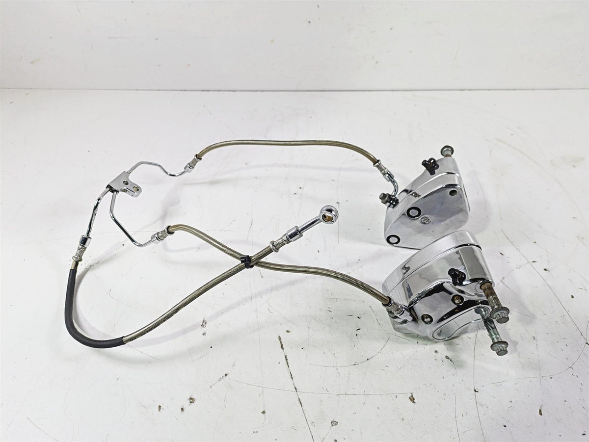 2007 Harley Touring FLHTCU SE CVO E-Glide Front Chrome Brake Caliper Set 4381-99 {{ shop.shopifyCountryName }} - Mototech271