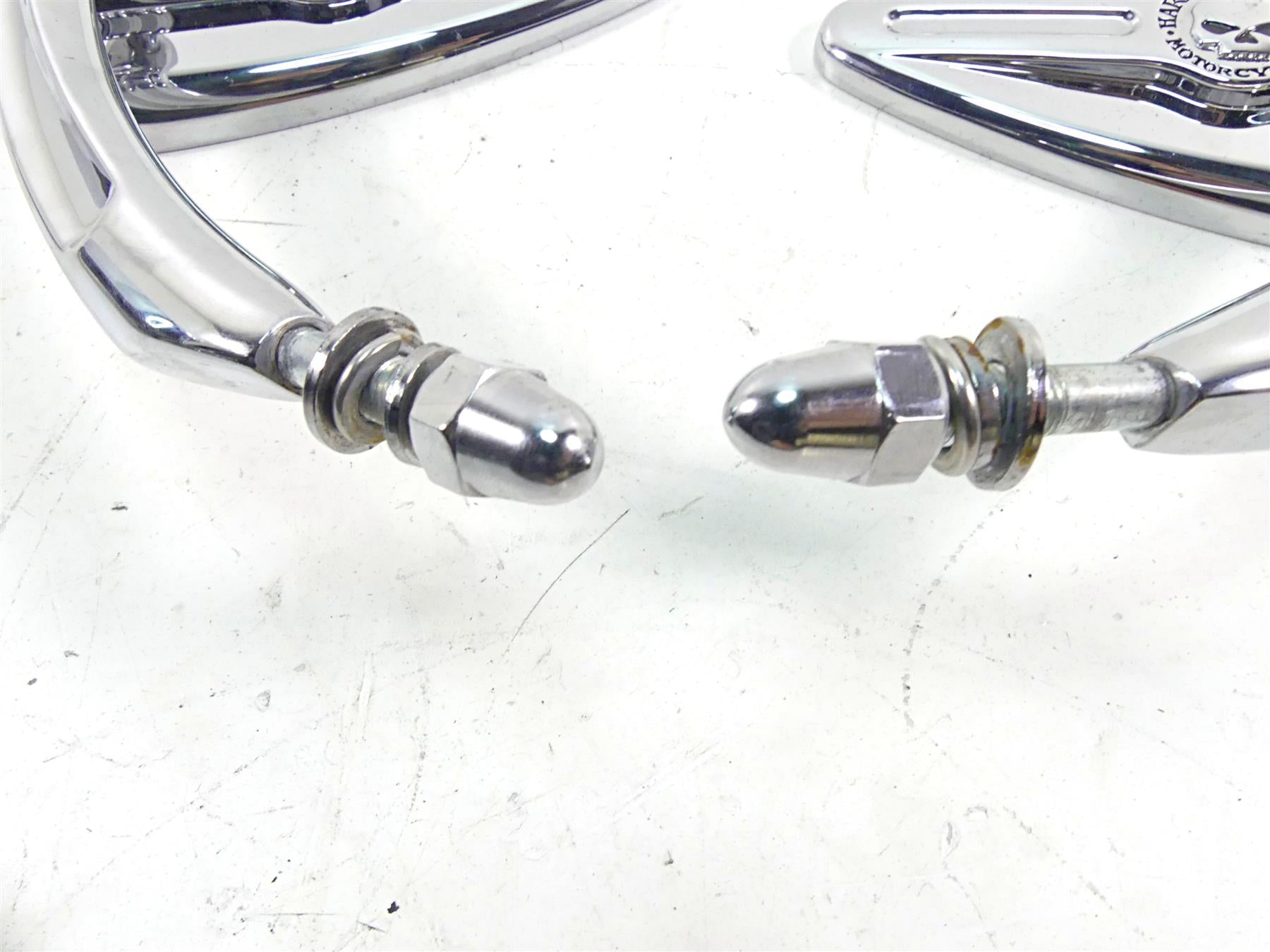 2002 Harley FLSTCI Softail Heritage Willi G Skull Teardrop Mirror Set 91315-04 {{ shop.shopifyCountryName }} - Mototech271