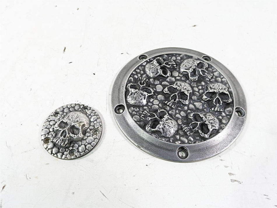 Harley Davidson Twin Cam Skull Seven Deadly Sins Aged Aluminum Derby & Cam Cover {{ shop.shopifyCountryName }} - Mototech271