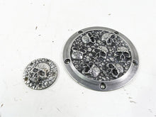 Load image into Gallery viewer, Harley Davidson Twin Cam Skull Seven Deadly Sins Aged Aluminum Derby &amp; Cam Cover | Mototech271
