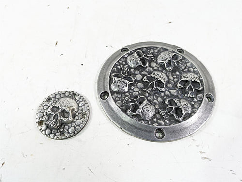 Harley Davidson Twin Cam Skull Seven Deadly Sins Aged Aluminum Derby & Cam Cover | Mototech271