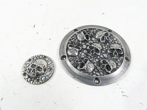 Harley Davidson Twin Cam Skull Seven Deadly Sins Aged Aluminum Derby & Cam Cover | Mototech271