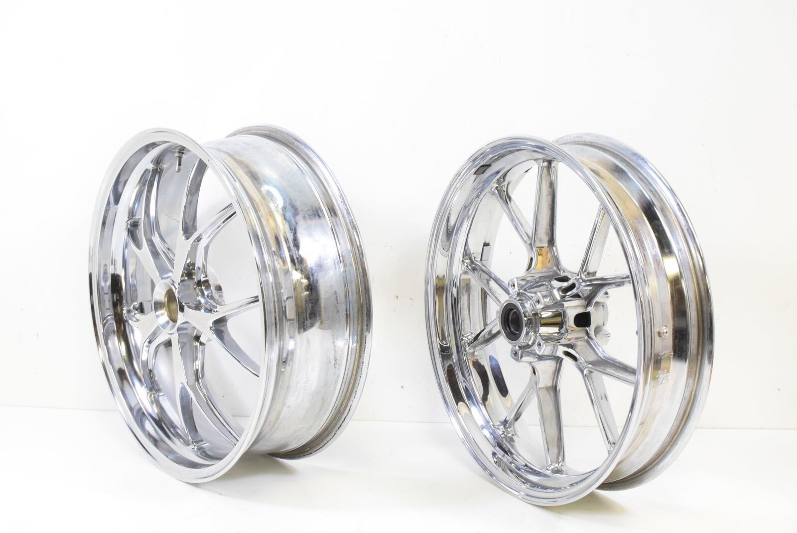 2008 Ducati 848 Straight Chrome Wheel Rim Set 17x3.5 17x5.5 50121161AB 50221341A {{ shop.shopifyCountryName }} - Mototech271