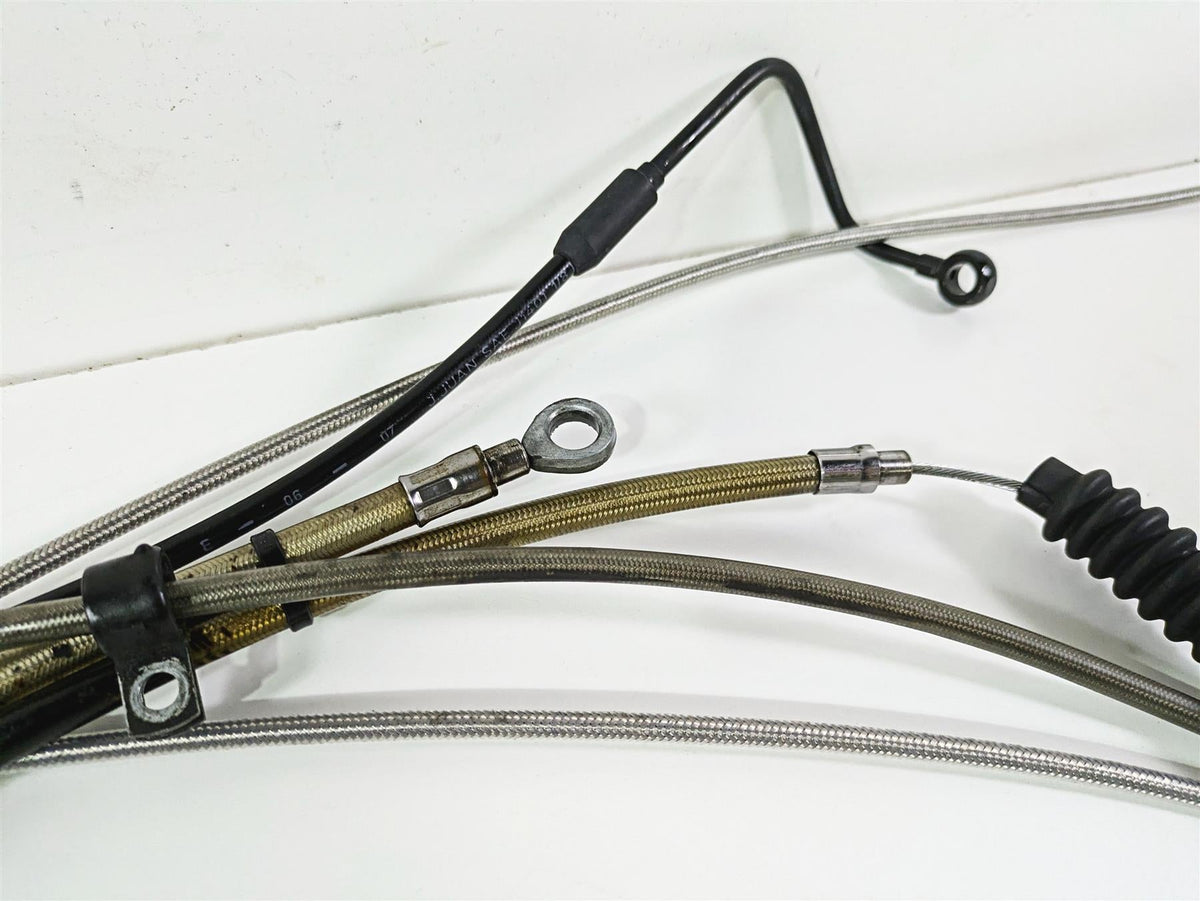 2009 Harley FLSTSB Cross Bones Extended Brake Line Throttle Cable Set 15" {{ shop.shopifyCountryName }} - Mototech271