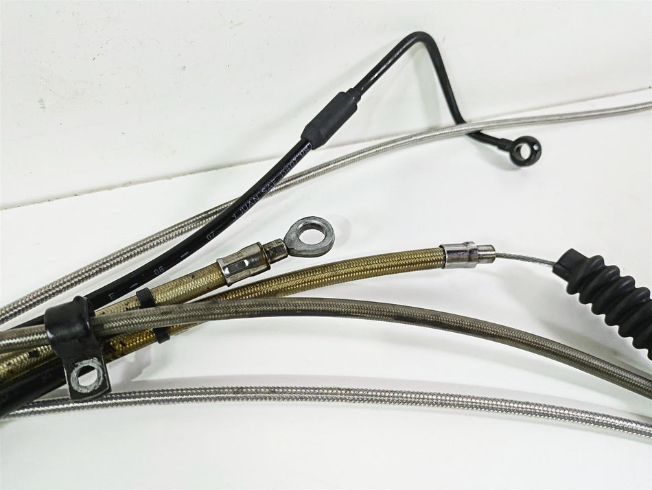 2009 Harley FLSTSB Cross Bones Extended Brake Line Throttle Cable Set 15" {{ shop.shopifyCountryName }} - Mototech271