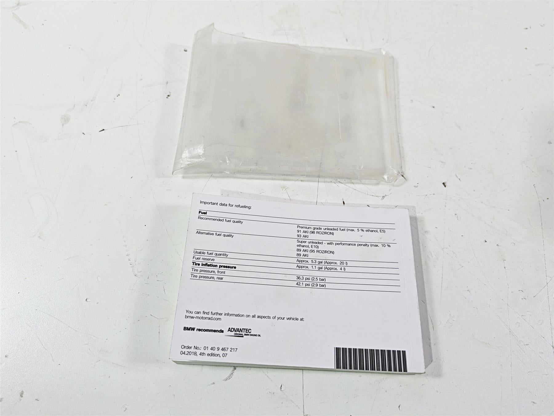 2019 BMW S1000XR K49 Owners Manual Booklet 01409467217 {{ shop.shopifyCountryName }} - Mototech271