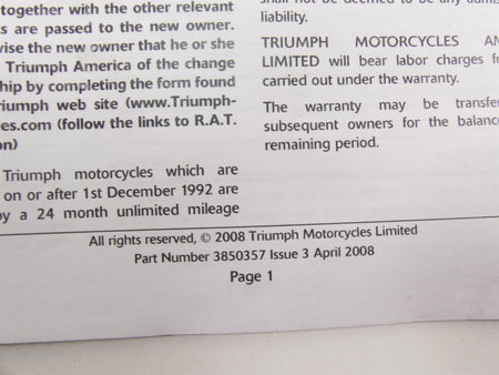 2013 Triumph Rocket 3 Touring Owners Manual & Riding Tips T3850357 T3852906 {{ shop.shopifyCountryName }} - Mototech271